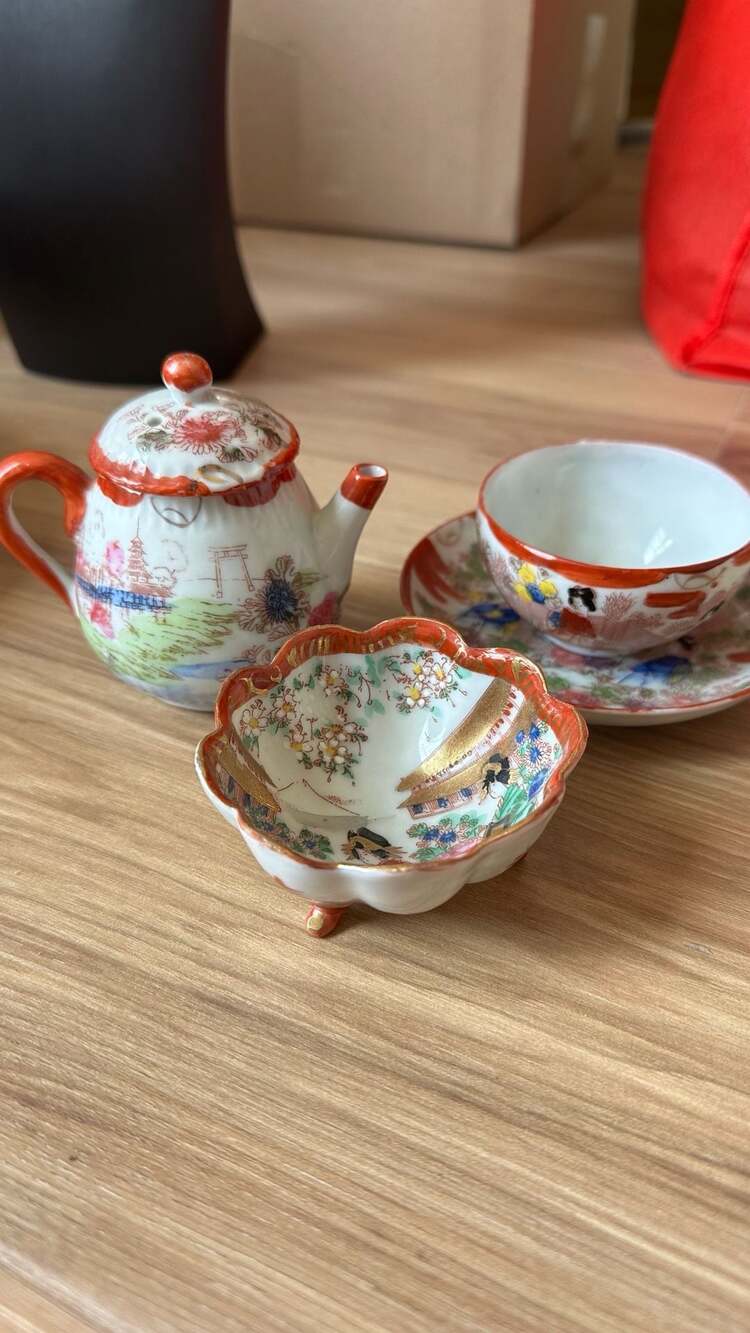 Vintage Japanese Hand-Painted Porcelain Miniature set